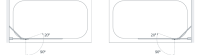 Lakes Coastline 8mm Hinged Bath Screen Technical Drawing