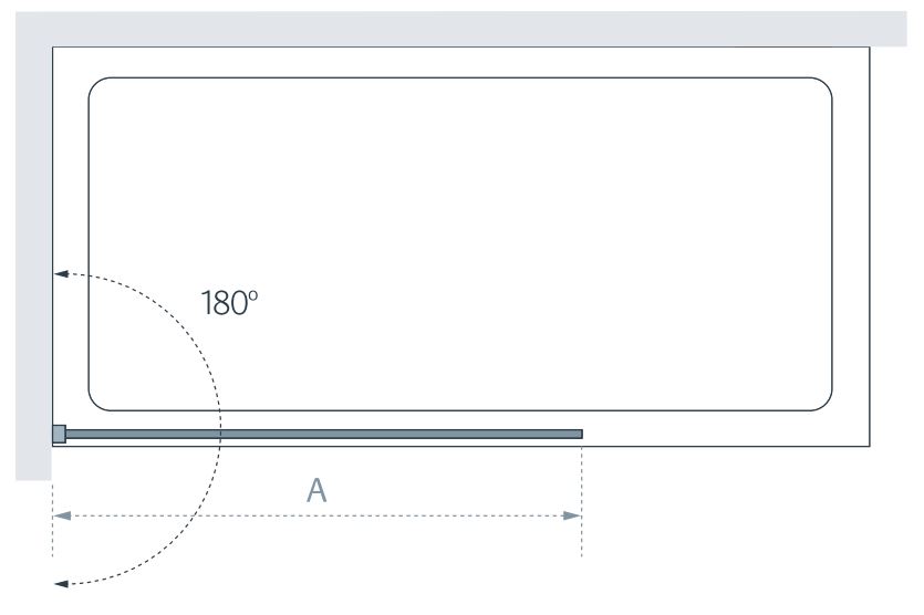 lakes coastline alassio hinged shower screen technical drawing