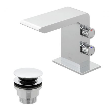 Vado Omika Deck Mounted Mini Basin Mixer Tap With Universal Basin Waste