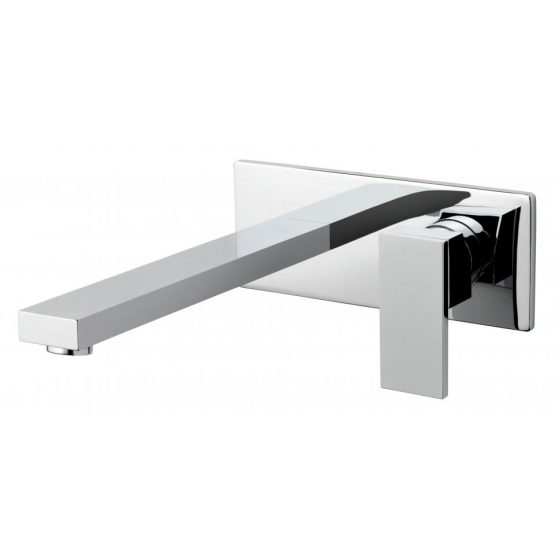 NOT-109SA-220-CP Vado Notion Wall Mounted 2 Hole Single Lever Basin Mixer With 220mm Spout And Rectangular Back Plate
