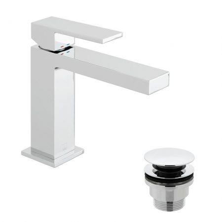 Vado Notion Slimline Deck Mounted Single Lever Basin Mixer With Universal Basin Waste