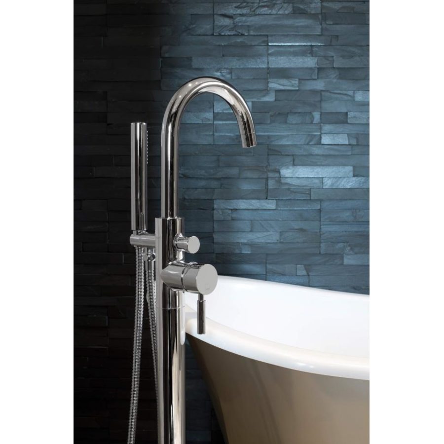ORI-133-CP Vado Origins Bath Shower Mixer With Shower Kit Single Lever Floor Mounted With Swivel Spout 2