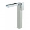 SYN-100E-SB-CP Vado Synergie Progressive Extended Mono Basin Mixer Single Lever Deck Mounted With Waterfall Spout